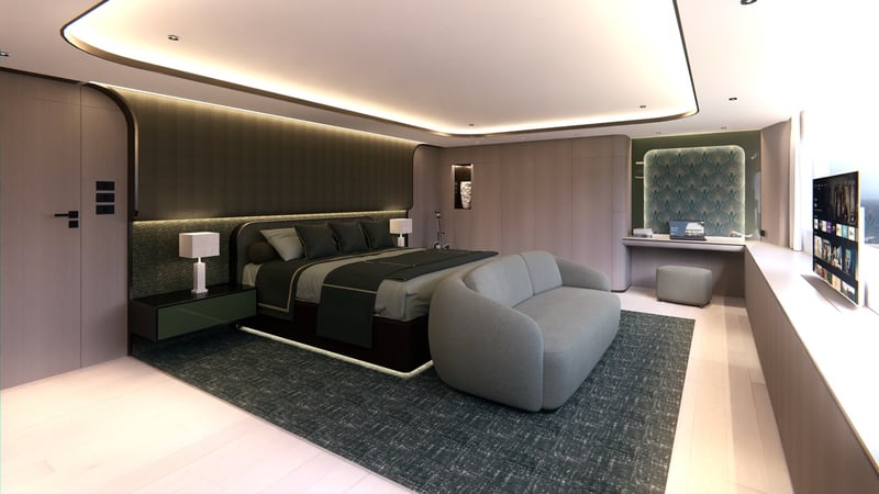 Master cabin with seating area