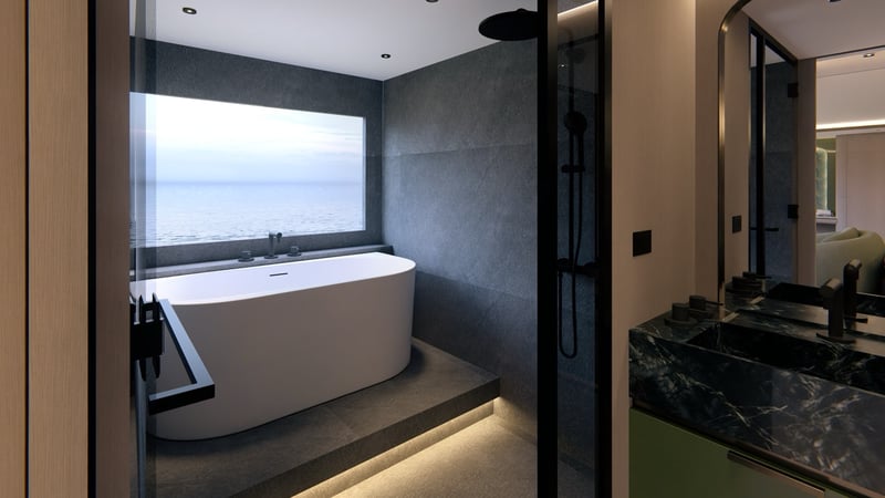 Master bathroom with freestanding tub