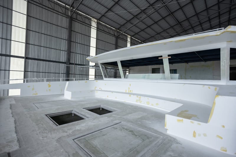 Flybridge seating and deck hatches taking shape