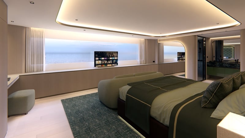 Master cabin with sea-view window