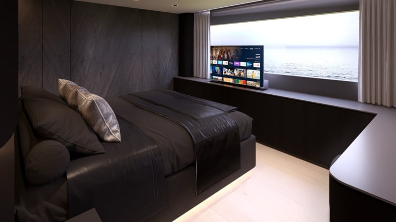 Guest cabin with sea-view window