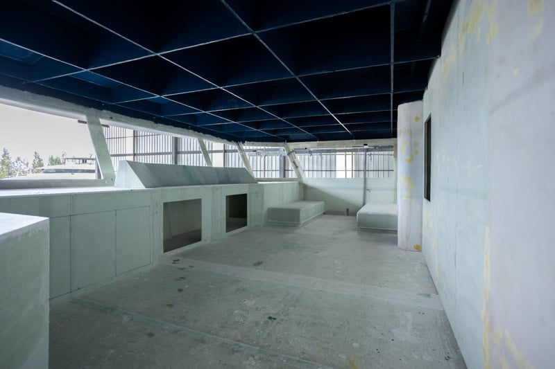 Flybridge helm area under construction with moulded consoles