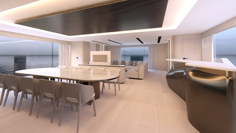 Salon dining table and bar